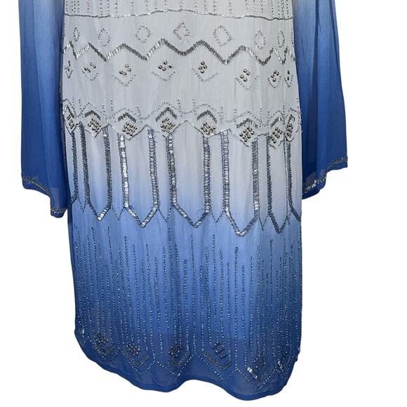 Belle Badgley Mischka Women’s Viscose Ombré Beaded Cocktail Party Dress size 10 - Picture 3 of 15